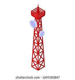 Tv antenna tower icon. Isometric of tv antenna tower vector icon for web design isolated on white background