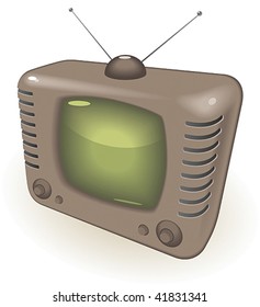 TV with antenna. Vector illustration.