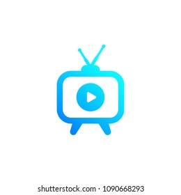 tv with antenna, vector logo