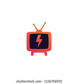 tv with antenna vector logo on white