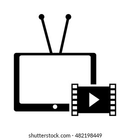 tv with antenna and video icon 