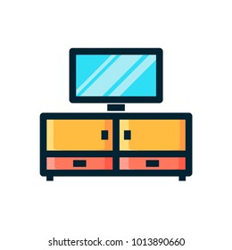 TV bench icon fillled outline 