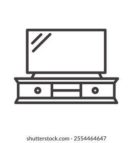 TV Bench thin liner icon vector.