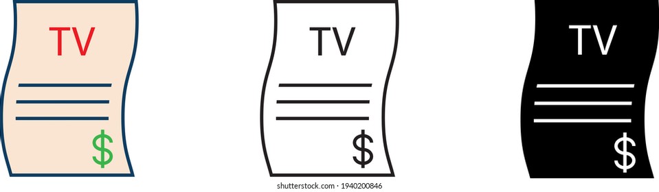  TV-Rechnungssymbol, Vektorgrafik