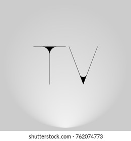 TV Black thin minimalist LOGO Design with Highlight on Gray background.