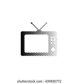 TV - black vector icon ; halftone illustration