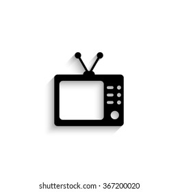 TV - black vector  icon with shadow