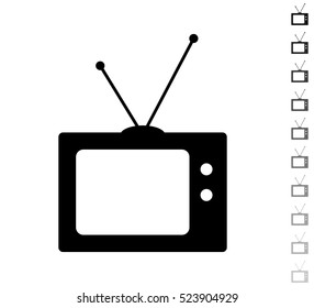 TV - black vector icon and ten icons in  shades of grey