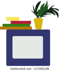 TV, books and green plant