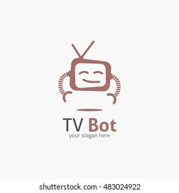 TV Bot Logo Template Design. Vector Illustration with flat style