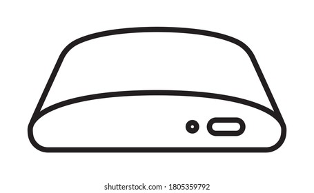 TV box or digital media player setup box line art icon for apps and websites