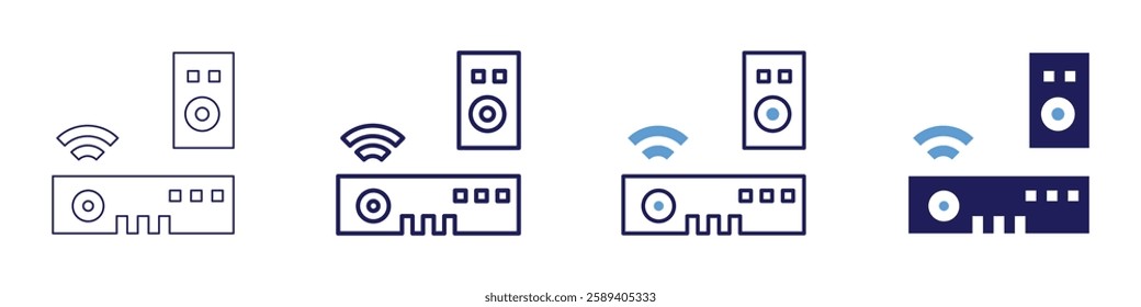 Tv box icon in 4 different styles. Thin Line, Line, Bold Line, Duotone. Duotone style. Editable stroke.