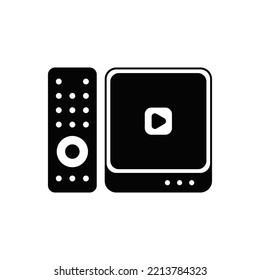 Tv-Box-Symbol auf schwarz-weißem Hintergrund, gefüllt