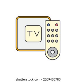 Tv box icon in color, isolated on white background 