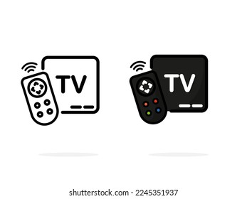 tv box icon, digital multimedia remote controller for web app banner logo icon button - Vector