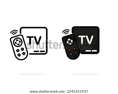 tv box icon, digital multimedia remote controller for web app banner logo icon button - Vector