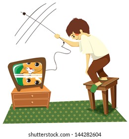 Tv Boy Sets Old Television Illustration Stock Vector (Royalty Free ...