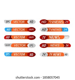 TV broadcast lower third banner template. TV title news bar logos, news feeds, television, radio channels. Banner of live television broadcast media