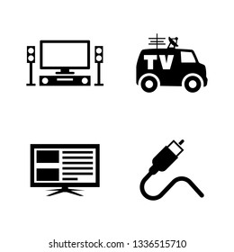 TV Broadcast, Television. Simple Related Vector Icons Set for Video, Mobile Apps, Web Sites, Print Projects and Your Design.  