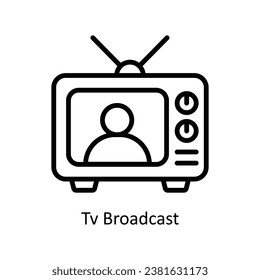 Tv Broadcast vector outline Design illustration. Symbol on White background EPS 10 File 