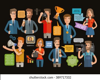 TV, broadcasting, journalism icons set. vector illustration