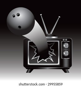 tv broken by bowling ball