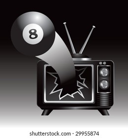 tv broken by eight ball