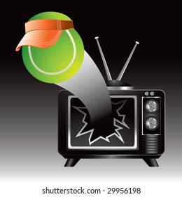 tv broken by tennis head