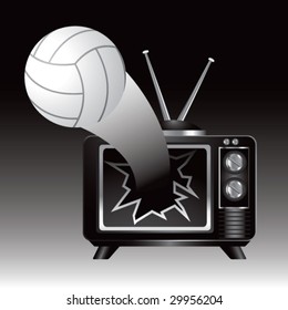 tv broken by volleyball