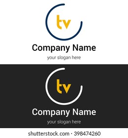 TV business logo icon design template elements. Vector color sign.