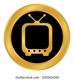TV button on white background - vector illustration.