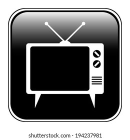 TV button on white background - vector illustration.