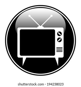TV button on white background - vector illustration.