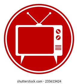 TV button on white background - vector illustration.