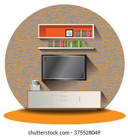 Tv cabinet elevation set with  background for interior