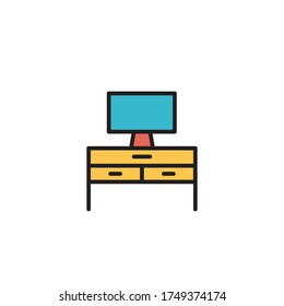 tv cabinet icon filled outline vector color design. isolated on white background