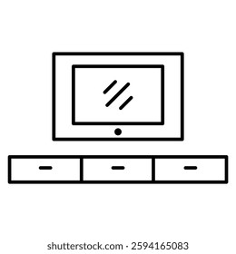 TV cabinet icon in thin line style