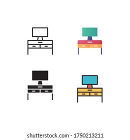 vector de icono del gabinete de tv con un diseño de estilo diferente. aislado en fondo blanco