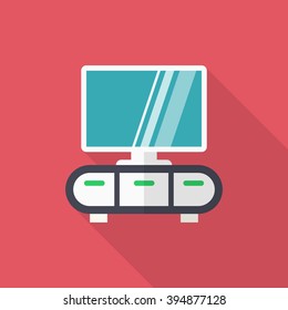 TV cabinet icon , Vector flat long shadow design.