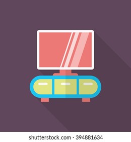 TV cabinet icon , Vector flat long shadow design.