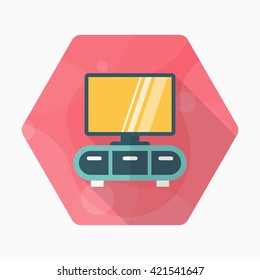 TV cabinet icon , Vector flat long shadow design.