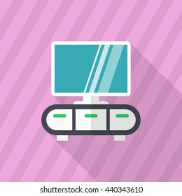 TV cabinet icon , Vector flat long shadow design.