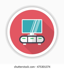 TV cabinet icon , Vector flat long shadow design.