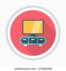 TV cabinet icon , Vector flat long shadow design.