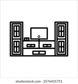 tv cabinet icon. vector glyph icon for your website, mobile, presentation, and logo design. Locker line icon vector illustration, with white background