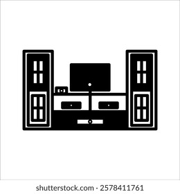 tv cabinet icon. vector glyph icon for your website, mobile, presentation and logo design. Vector illustration of locker line icon, on white background.