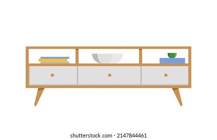 Armario de televisión para el diseño interior. Ilustración vectorial plana aislada en fondo blanco