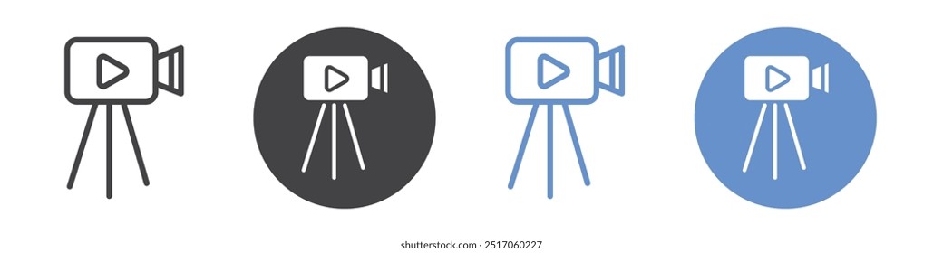 TV camera icon flat line symbol set.