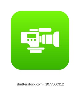 Tv camera icon green vector isolated on white background