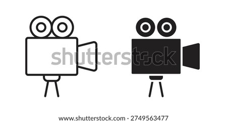 TV camera icon. Line and Silhouette Icon Set.